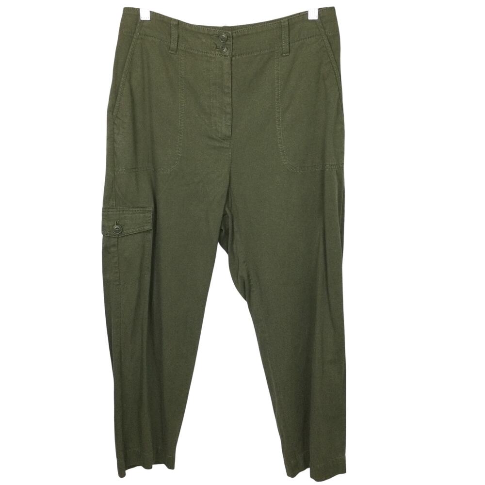Talbots Supersoft Cargo Minimalist High Rise Linen Blend Utility Cropped Pant 8